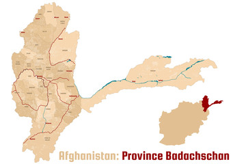 Large and detailed map of the afghan province of Badachschan.