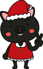 Pig's Santa Claus motional expression 