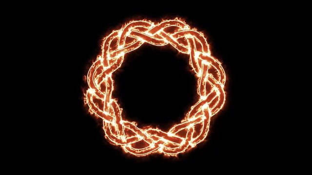 4k Fire Celtic Symbol Spinning Loop/
Animation of a fire celtic knot ornament burning, loopable background