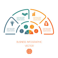 Infographic Semicircle template from colourful lines with text areas on four positions. Business infographic