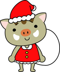 Cute Boar's Santa Claus emotional expression set