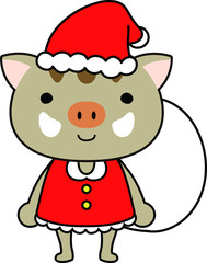 Cute Boar's Santa Claus emotional expression set