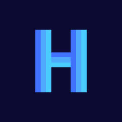 Vector Logo Letter H Blue Glowing