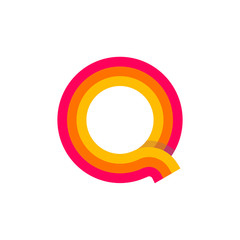 Fototapeta na wymiar Vector Logo Letter Q Red Glowing