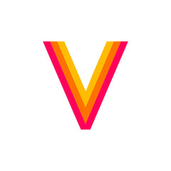 Vector Logo Letter V Red Glowing