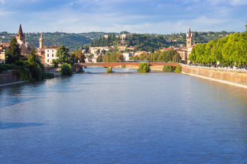 Adige river that crosses Verona