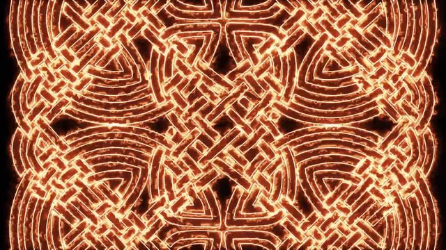 4k Fire Celtic Mandala Background Loop/
Animation of a celtic mandala ornament background burning, with burning patterns
