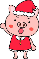 Pig's Santa Claus motional expression 