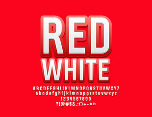 Vector Colorful Alphabet Letters. Bright White and Red Font.