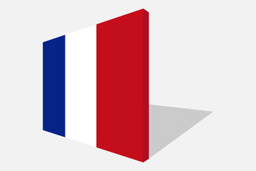 France national flag in 3d perspective with transporent shadow.