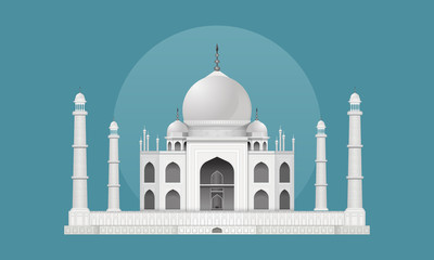 Taj Mahal Landmark of India - Vector Design