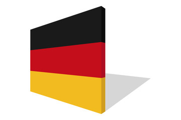 Germany national flag in 3d perspective with transporent shadow.