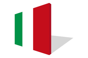 Italy national flag in 3d perspective with transporent shadow.