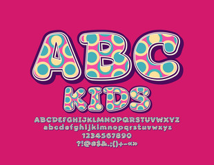 Vector Kids Alphabet set with Colorful Pattern. Bright Children Font.