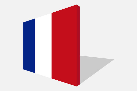 France national flag in 3d perspective with transporent shadow.