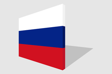 Russia national flag in 3d perspective with transporent shadow.