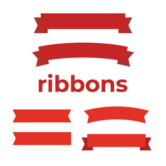 Flat vector ribbons banners flat. Banner ribbon vector set