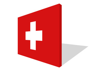Obraz premium National switzerland flag in 3d perspective.White cross on red background.
