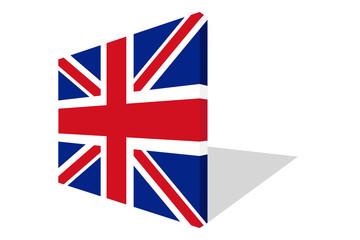 UK national flag in 3d perspective with transporent shadow.