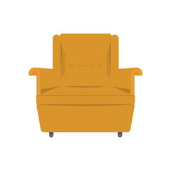 Yellow old-fashion chair.Home furniture.Front view object.