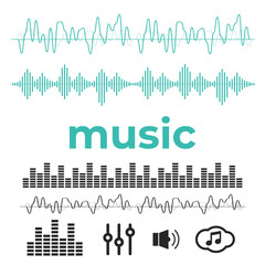 Naklejka premium Vector sound waves. Audio equalizer technology vector