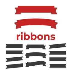 Flat vector ribbons banners isolated. Ribbons banners