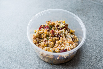 Freekeh Grain Tabule with Barberries and Peanut and Corn / Tabula Frik or Firik in Plastic Box