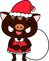 Cute Boar's Santa Claus emotional expression set
