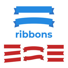 Glossy waving ribbon banners labels. Banner ribbon vector set