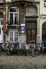 Fototapeta na wymiar Bicycles parked in the Netherlands