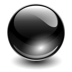 Glass sphere, black vector ball.
