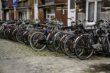 Bicycles parked in the Netherlands