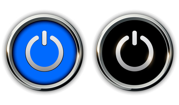 Power buttons icons, 3d vector metallic