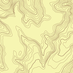 The stylized height of the topographic contour in lines and contours. The concept of a conditional geography scheme and the terrain path. Vector illustration.