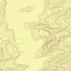 The stylized height of the topographic contour in lines and contours. The concept of a conditional geography scheme and the terrain path. Vector illustration.