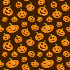 Seamless background with smiling Pumpkins for Halloween