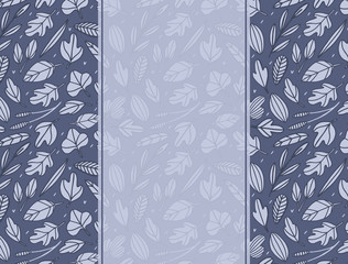 Hand drawn floral background for presentation, with autumn leaves. Hand sketch of fall leaves ornament, template banner.