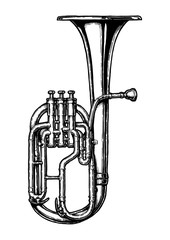 Naklejka premium Vintage illustration of Tenor horn