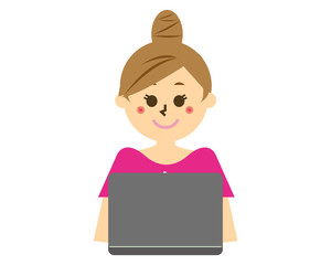 女性　パソコン　イラスト