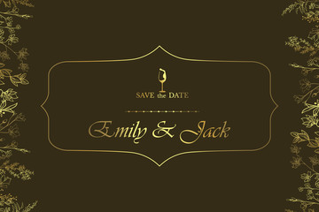 Wedding invitation, thank you card, save the date card. Wedding invitation, baby shower, menu, flyer, banner template with calligraphy, confetti, background. Elegant luxury wedding invitation.