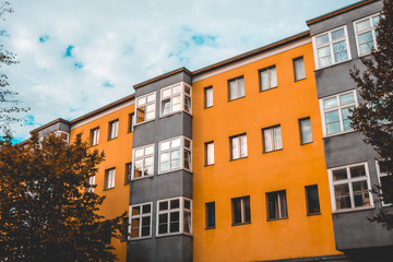 orange and grey colored building in gdr style at germany