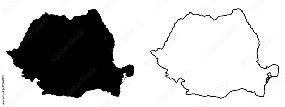 Wall mural simple (only sharp corners) map of romania vector drawing. mercator projection. filled and outline v