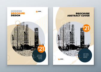 Brochure template layout design. Corporate business annual report, catalog, magazine, brochure, flyer mockup. Creative modern bright concept in memphis style