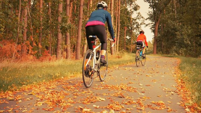 Couple riding on bike by the road