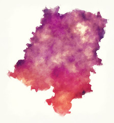 Opole voivodeship watercolor map of Poland in front of a white background