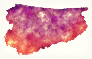 Warmian-Masurian voivodeship watercolor map of Poland in front of a white background