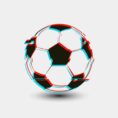 Obraz premium Football soccer ball digital glitch sport vector illustration background