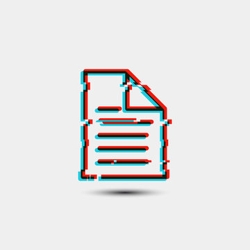 Corrupted File Error Document Glitch Vector Icon Isolated On Gray Background