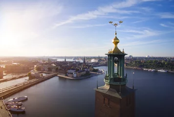 Afwasbaar Fotobehang Stockholm Luchtfoto van Stockholm City