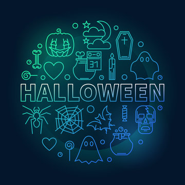 Halloween vector creative round Holiday outline illustration